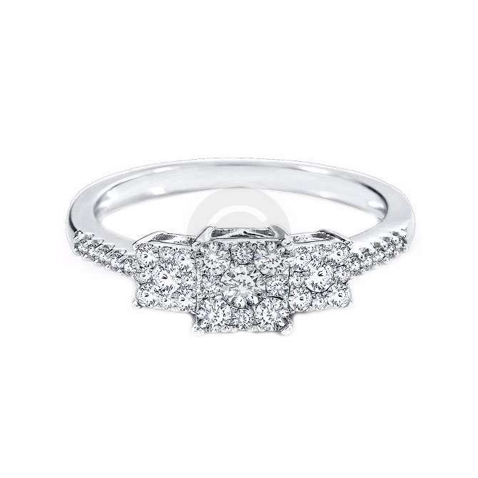 Italian Sterling Silver Diamond Rink
